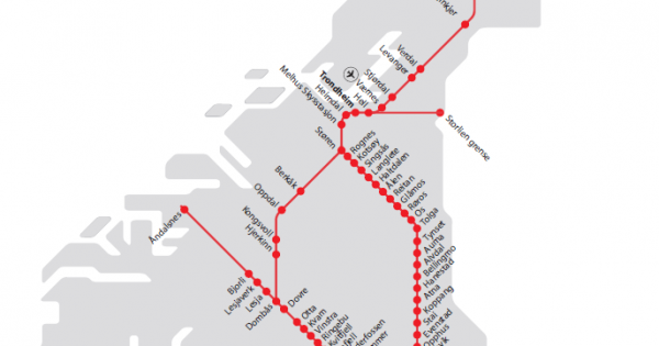 Norjan rautatiet - kartta, sivusto, valokuva