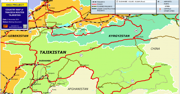 タジキスタンの鉄道-地図、サイト、写真