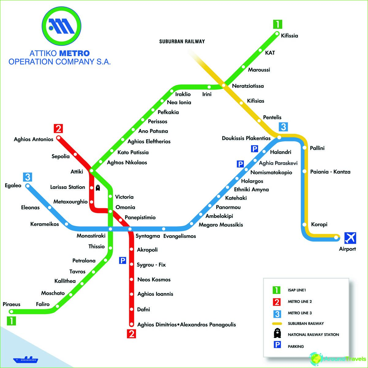 Metrokaart van Athene