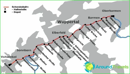 Mappa della metropolitana di Wuppertal