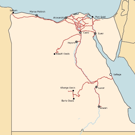 Egyptin rautatiet - kartta, sivusto, valokuva