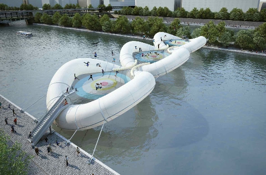 Trampoline bridge in Paris