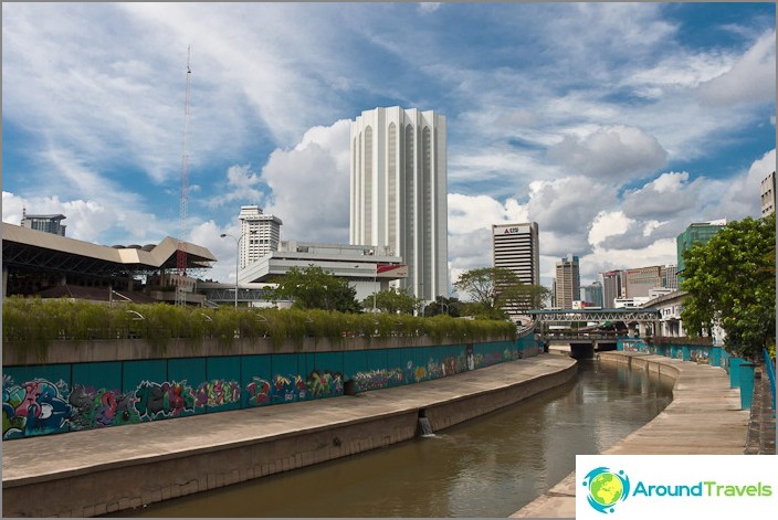 The river is full of graffiti