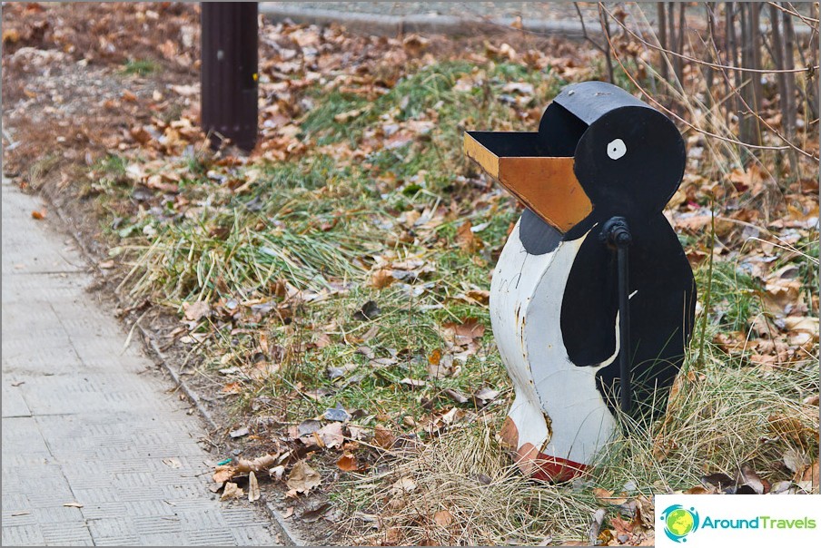 Les ordures doivent être jetées dans les pingouins