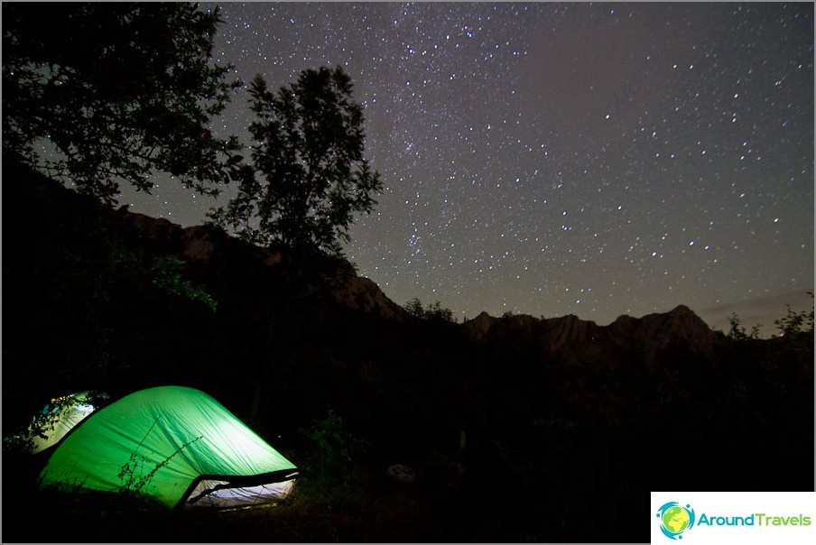 Starry sky in the mountains