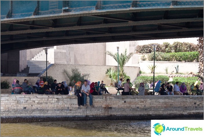 River Nile. Cafe under the bridge.