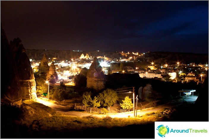 Goreme village in the evening.