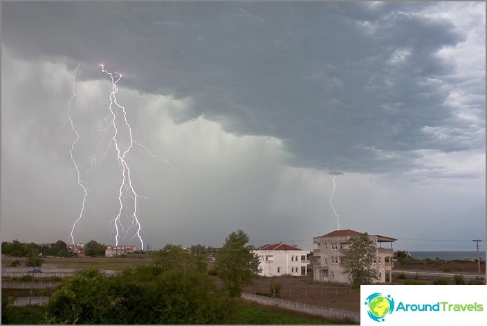 Gewitter in Karasu. Truthahn. Das Ufer des Schwarzen Meeres.