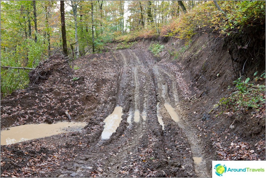 Nach dem Regen verschwamm die Straße