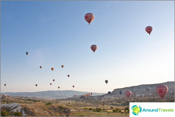 الكرات الداكنة فوق Göreme. كابادوكيا