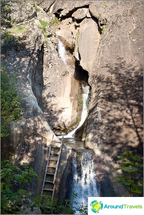 The lowest waterfall. Ennobled, with a staircase.