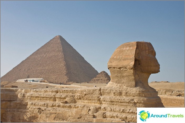 Great Sphinx and Cheops pyramid.