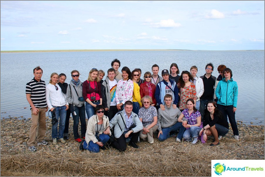 No relíquia lago Manych-Gudilo, na fronteira da Calmúquia e na região de Rostov