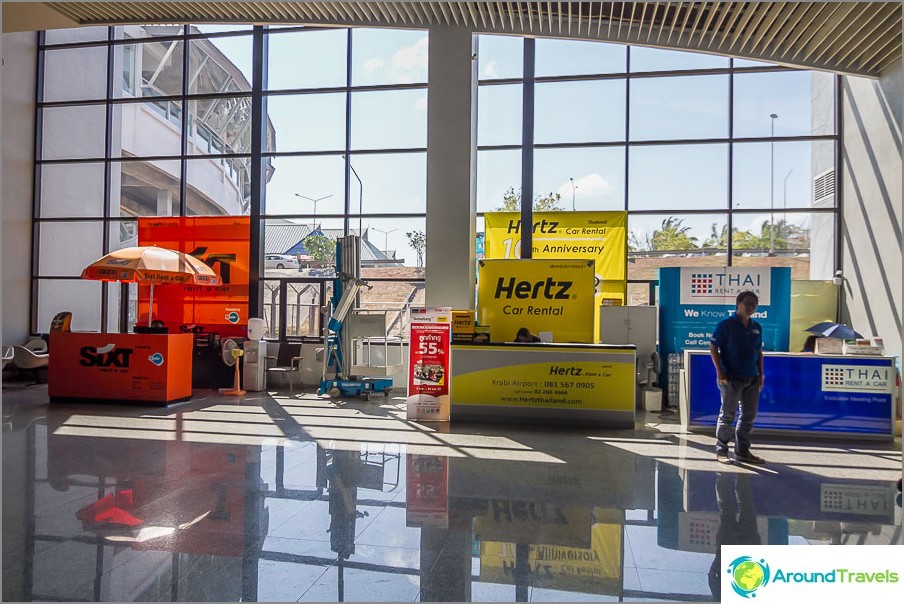 Car rental desks at Krabi Airport