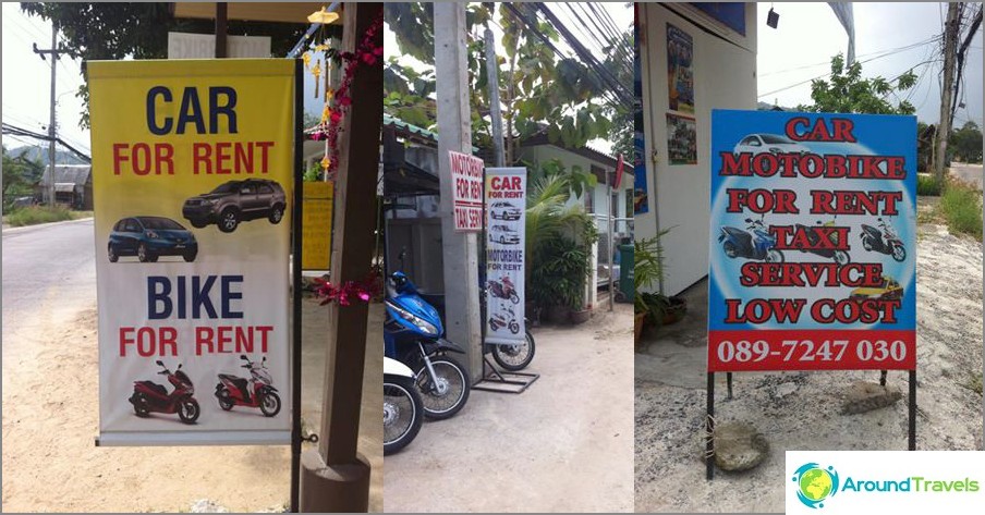 Car rental on Koh Samui is found at every step