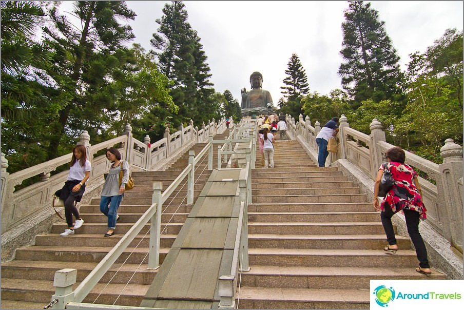 Lång trappa till Big Buddha