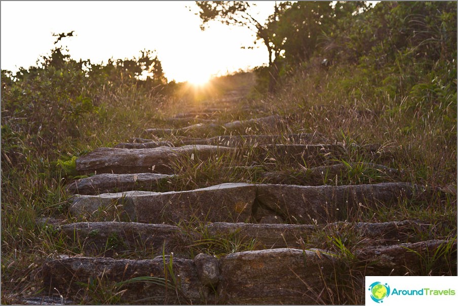 Stone steps have been made in many places for the convenience of hikers