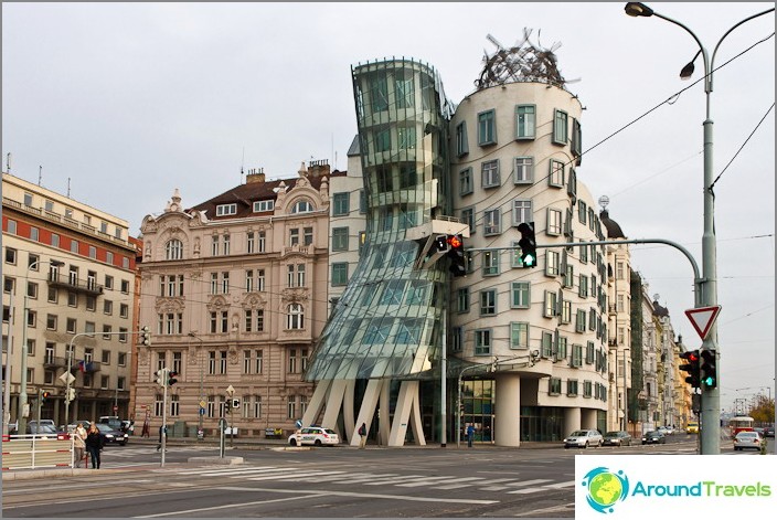 Usædvanlig bygning i centrum af Prag