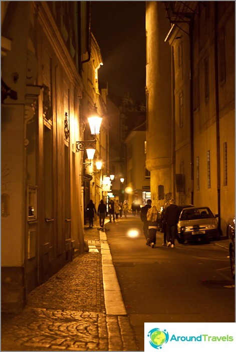 Streets of old Prague in the evening