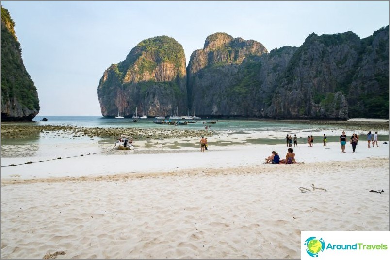 Maya Bay at low tide in January