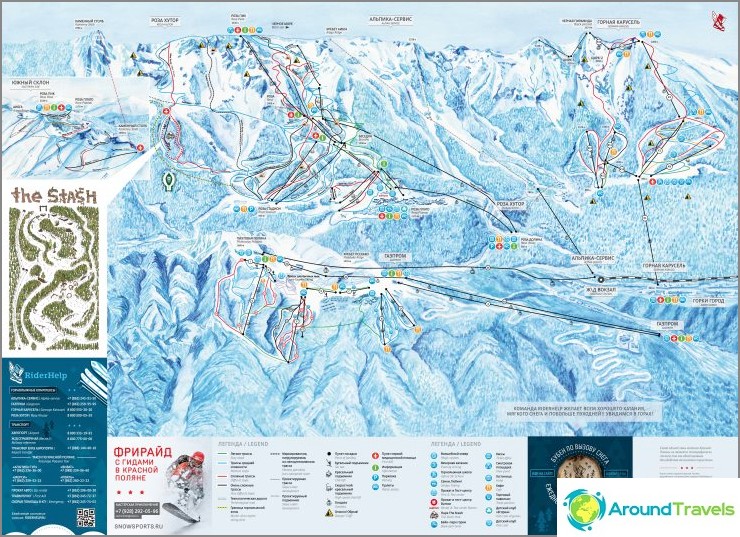 Kartskjema over skiløypene i Krasnaya Polyana