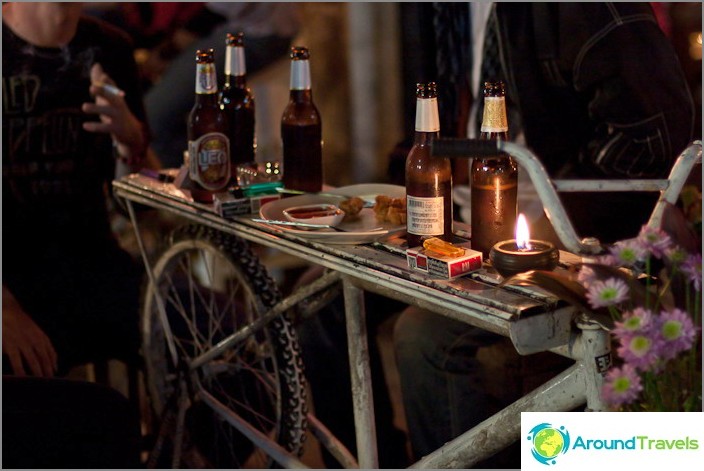 Tables in a cafe in Pai