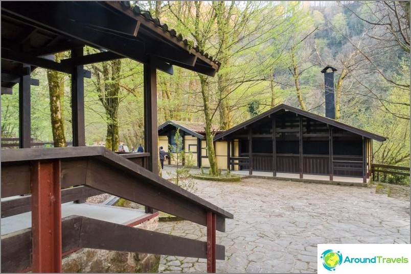 Picnic pavilions at the Orekhovsky waterfall