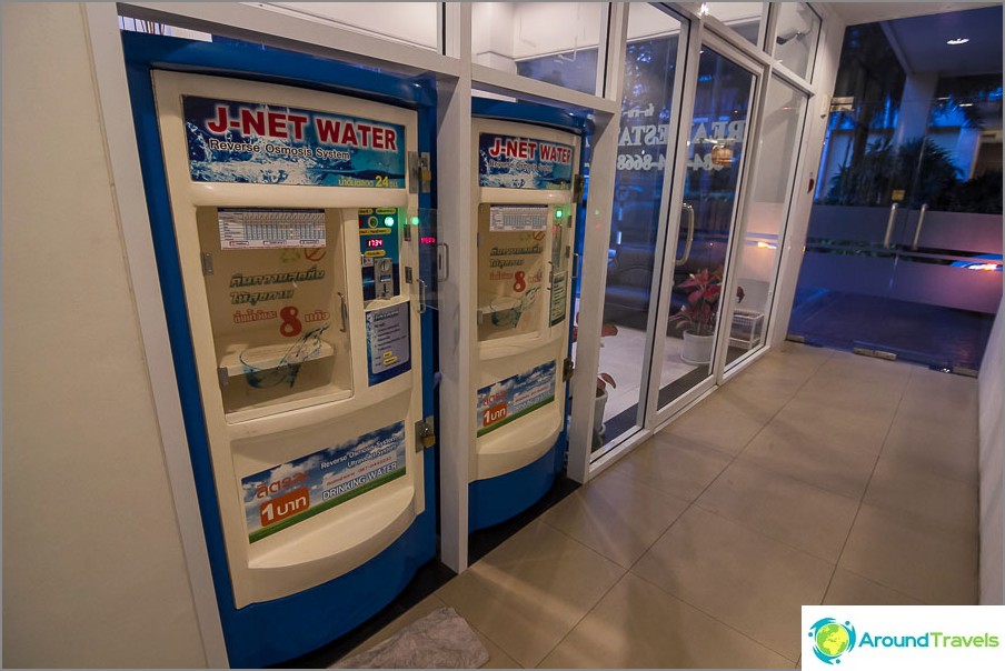 Water dispensers on the ground floor - 1L = 1 Baht