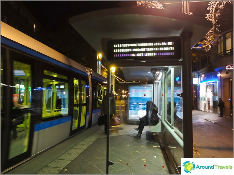 Placard at a tram stop