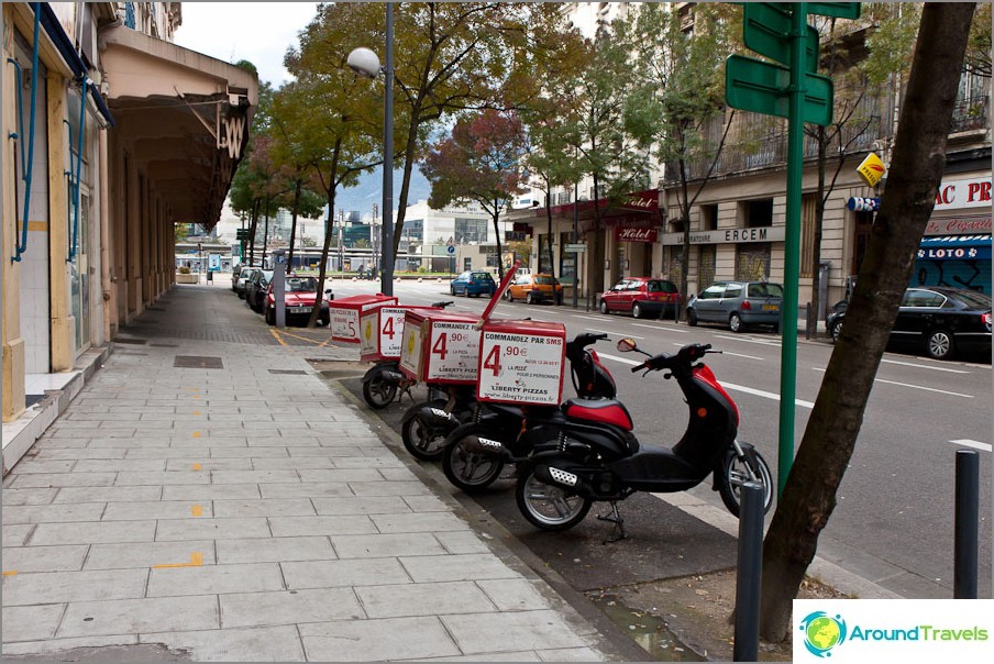 Pizza is delivered on scooters