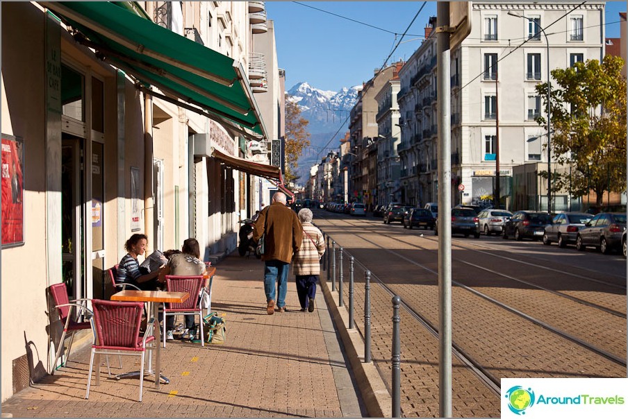 Cafe in Grenoble and French mountains