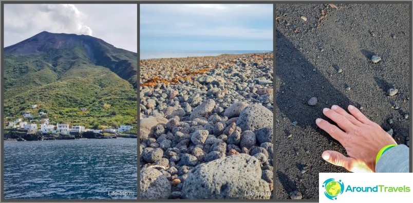 Volcanic sand beach