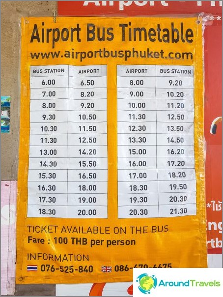 Horário de ônibus do aeroporto de Phuket