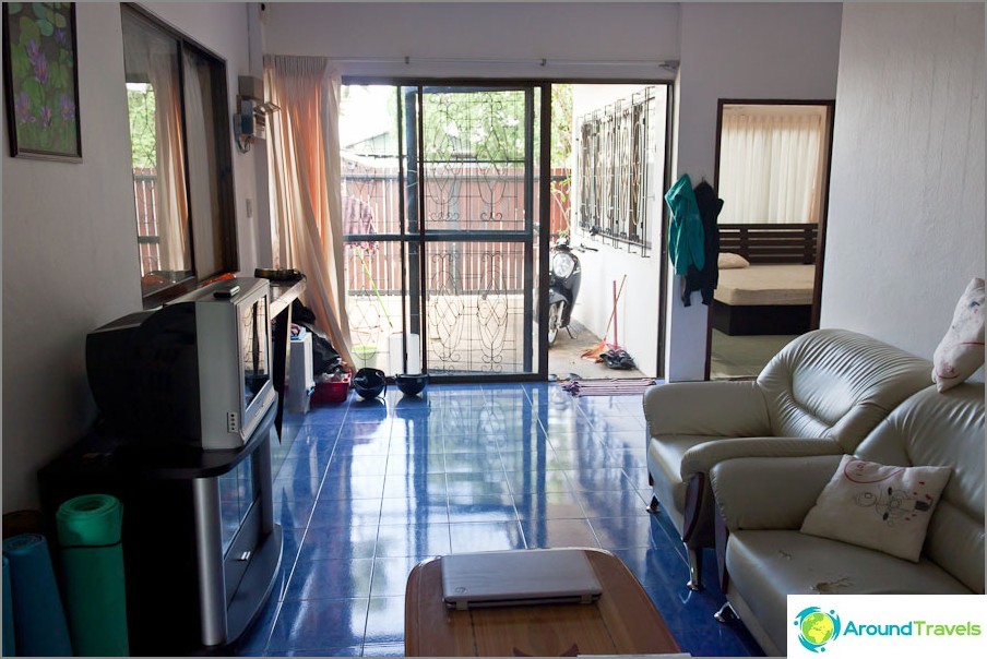 View from the living room to the courtyard