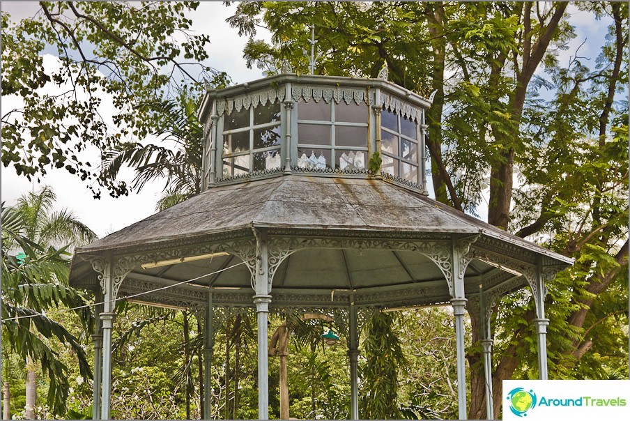 Old gazebo with a partially glass roof