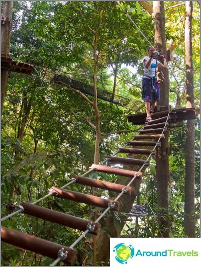 All kinds of horizontal stairs in the adventure park