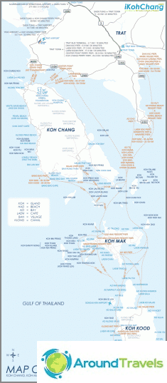 Mapa Koh Chang - promy i wyspy
