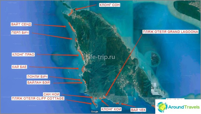 チャン島のビーチの地図