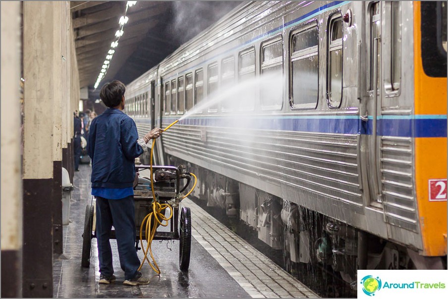 Each train is washed before departure