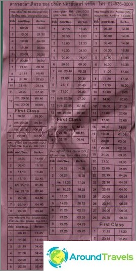 Nakonchai Air Bus Company Schedule