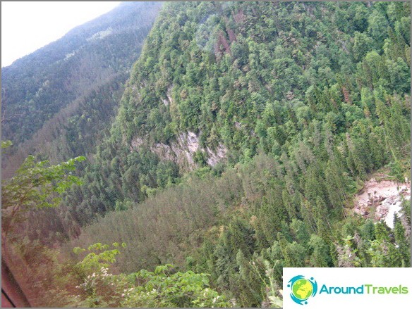 Abkhazia. A cliff on the way to Lake Ritsa.