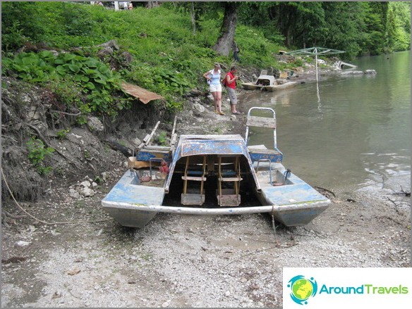 Abkhazia. Lake Ritsa. Catamarans.