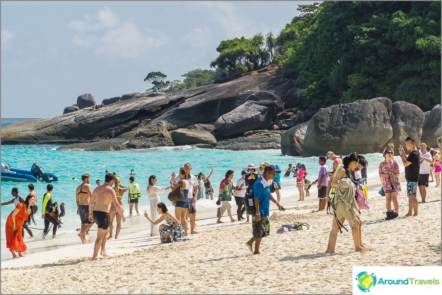 Há muitas pessoas na praia