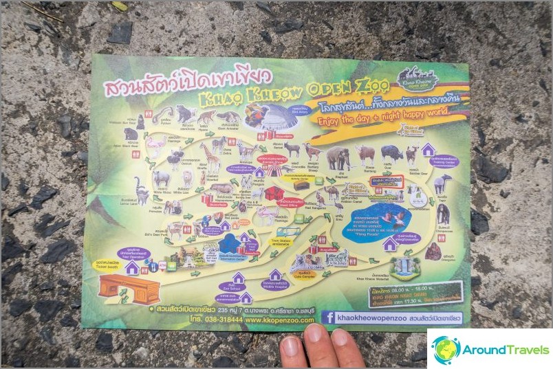 Mapa Zoo Khao Kheo