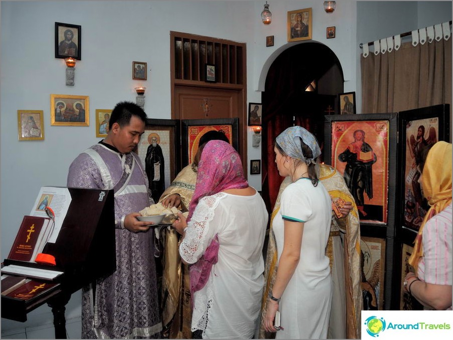 Russian pilgrims in the Medan Orthodox church