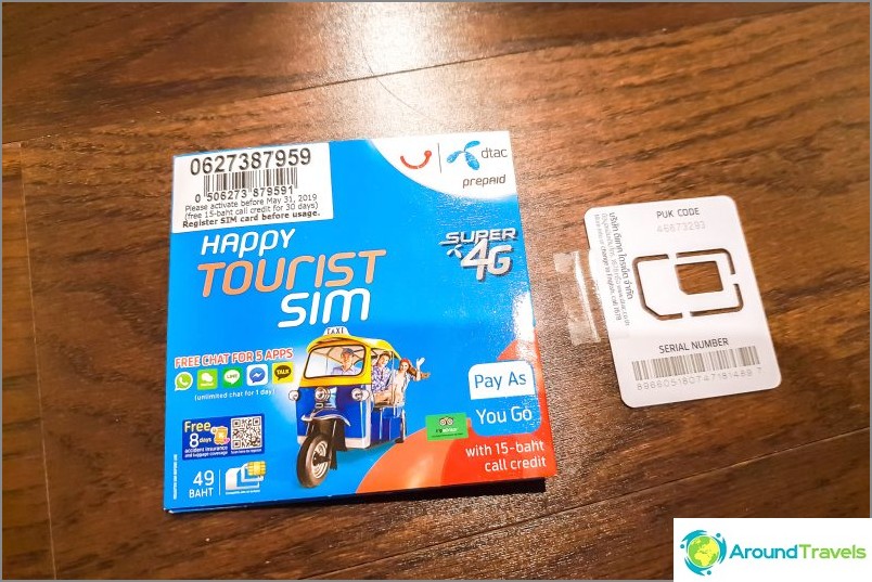 DTAC envelope and SIM card of all sizes