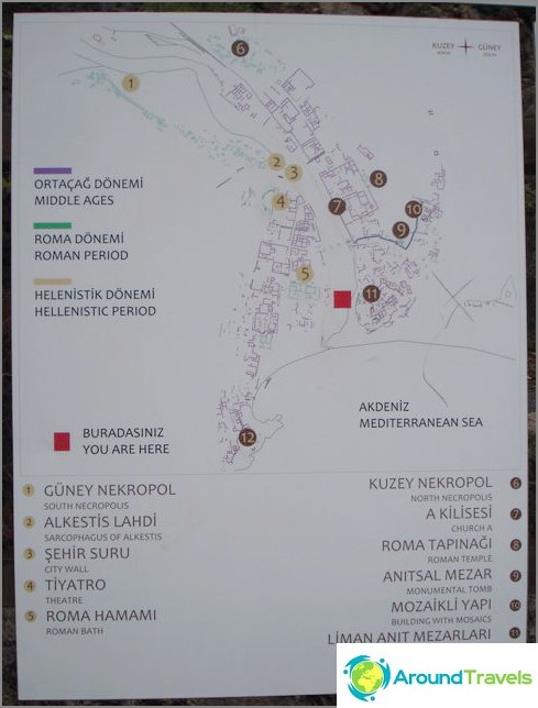 Olympos. Turquía. Mapa.