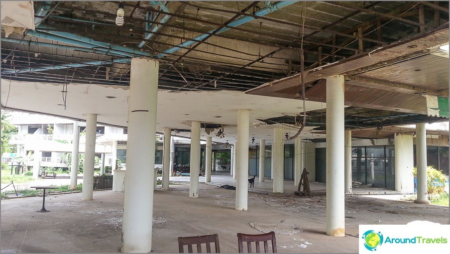 Nearby is an abandoned hotel damaged by the tsunami