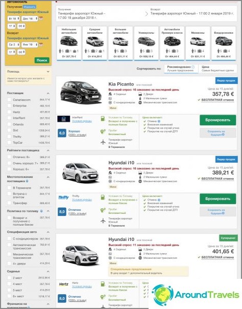 Prezzi di noleggio auto a partire da 24 euro