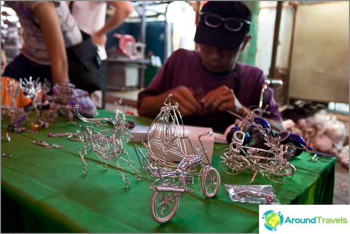 Chinese folk artisan and his wire creations